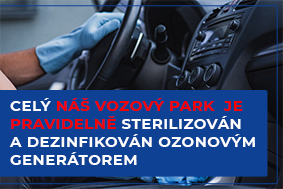 celý náš vozový park  je pravidelně sterilizována dezinfikován ozonovým generátorem